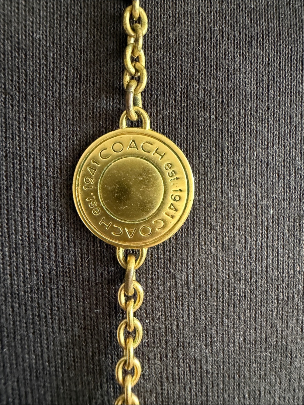 Coach 38” Retired Necklace with logo medallions and colored stones - Picture 2 of 5